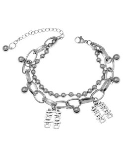 Chinese Characters Pendants Hip-hop Style Unique Women Fashion Alloy Bracelet