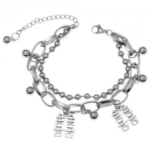 Chinese Characters Pendants Hip-hop Style Unique Women Fashion Alloy Bracelet