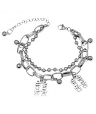 Chinese Characters Pendants Hip-hop Style Unique Women Fashion Alloy Bracelet