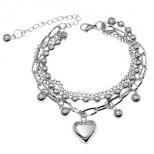 Heart and Beads Pendants Multi-layer Chains Hip-hop Fashion Women Bracelet