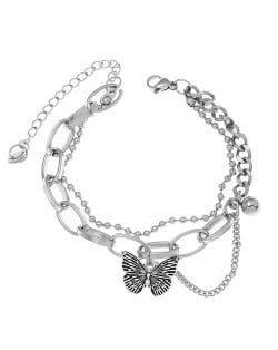 Vintage Butterfly Pendant Multi-layer Chains Hip-hop Fashion Women Bracelet