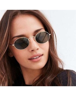 Oval Frame Vintage Design Colorful Lens High Fashion Women Sunglasses