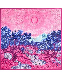 3 Colors Available Landscape Oil Painting 90*90 cm Square Women Artificial Silk Scarf