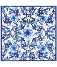 3 Colors Available Chinese Porcelain Flowers Pattern 60*60 cm Square Women Artificial Silk Scarf