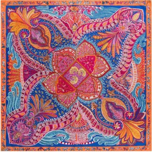 6 Colors Available U.S. High Fashion Prosperous Floral Pattern 130*130 cm Satin Texture Square Women Scarf