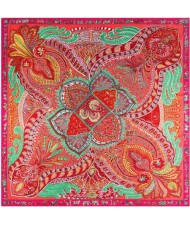 6 Colors Available U.S. High Fashion Prosperous Floral Pattern 130*130 cm Satin Texture Square Women Scarf