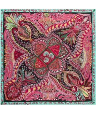 6 Colors Available U.S. High Fashion Prosperous Floral Pattern 130*130 cm Satin Texture Square Women Scarf