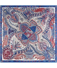 6 Colors Available U.S. High Fashion Prosperous Floral Pattern 130*130 cm Satin Texture Square Women Scarf