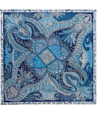 6 Colors Available U.S. High Fashion Prosperous Floral Pattern 130*130 cm Satin Texture Square Women Scarf