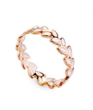 Plain Design White Oil Spot Leaves 18K Rose Gold Finger Ring