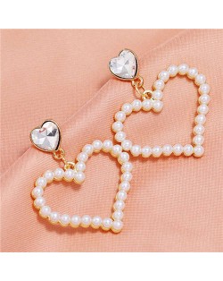 Sweet Pearl Fashion Heart Design Women Alloy Earrings