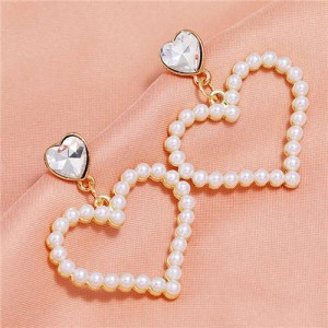 Sweet Pearl Fashion Heart Design Women Alloy Earrings