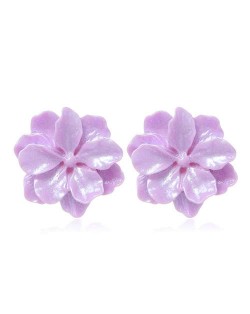 Resin Flower Design High Fashion Women Stud Earrings - Violet