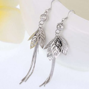 Leaves Korean Fashion Tassel Chains Design Women Earrings
