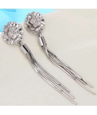 Multi-layer Flower and Chain Tassel Combo Korean Fashion Women Earrings