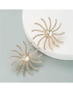 Creative Rhinestone Sunflower Design U.S. High Fashion Women Stud Earrings - White
