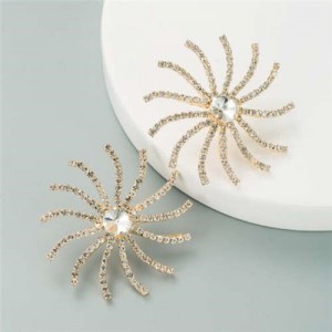 Creative Rhinestone Sunflower Design U.S. High Fashion Women Stud Earrings - White