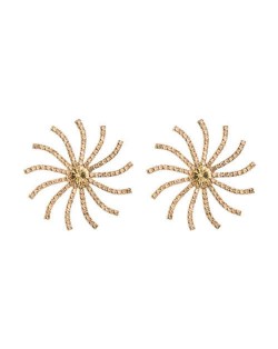Creative Rhinestone Sunflower Design U.S. High Fashion Women Stud Earrings - Coffee