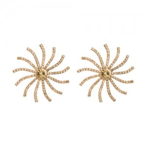 Creative Rhinestone Sunflower Design U.S. High Fashion Women Stud Earrings - Coffee