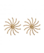 Creative Rhinestone Sunflower Design U.S. High Fashion Women Stud Earrings - Coffee