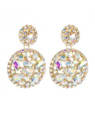 Super Shining Bejeweled Fashion Women Rounds Design Costume Stud Earrings