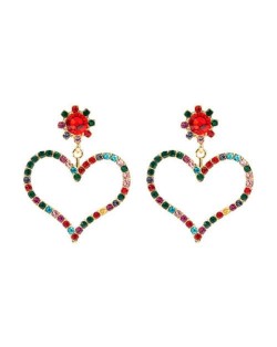 U.S. High Fashion Rhinestone Adorable Heart Design Women Stud Earrings - Multicolor