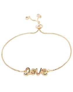 Colorful Love Aphabets Pendant Golden Fashion Women Bracelet