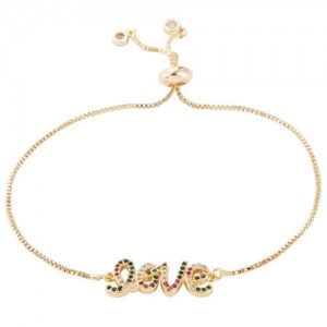 Colorful Love Aphabets Pendant Golden Fashion Women Bracelet