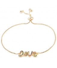 Colorful Love Aphabets Pendant Golden Fashion Women Bracelet