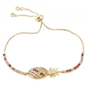Coloful Cubic Zirconia Pineapple Design High Fashion Women Bracelet