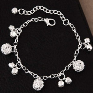 Weaving Ball and Bells Pendants Korean Fashion Alloy Bracelet