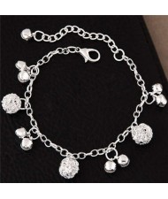 Weaving Ball and Bells Pendants Korean Fashion Alloy Bracelet