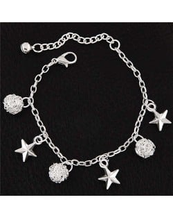 Stars and Weaving Ball Pendants High Fashion Alloy Bracelet