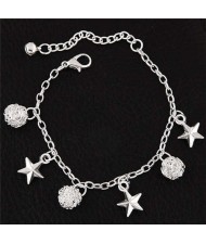 Stars and Weaving Ball Pendants High Fashion Alloy Bracelet