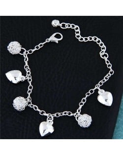 Heart and Weaving Ball Pendants Korean Fashion Women Alloy Bracelet