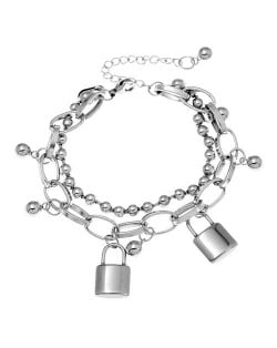 Locks Pendant Hip-hop Fashion Dual Layers Bracelet