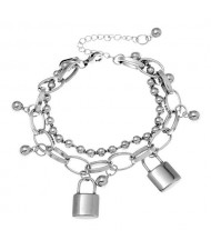 Locks Pendant Hip-hop Fashion Dual Layers Bracelet