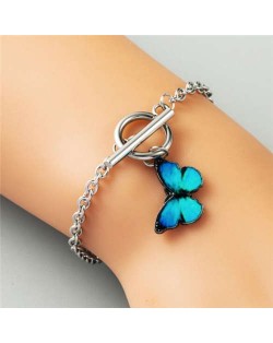 Vivid Butterfly Pendant High Fashion Friend-ship Bracelet - Blue