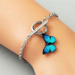 Vivid Butterfly Pendant High Fashion Friend-ship Bracelet - Blue