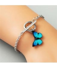 Vivid Butterfly Pendant High Fashion Friend-ship Bracelet - Blue