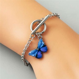 Vivid Butterfly Pendant High Fashion Friend-ship Bracelet - Royal Blue