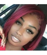 African Straight Style Side Part Short Hair Women Synthetic Wig