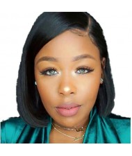African Straight Style Side Part Short Hair Women Synthetic Wig