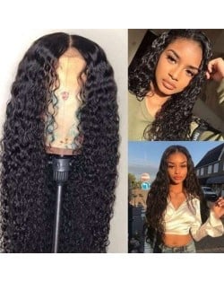 African Style Middle Side Part Water Wave Long Hair High Fashion Women Synthetic Wig