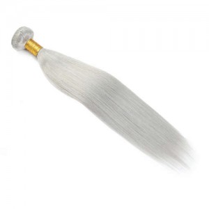 1 Bundle Gray Color Straight Virgin Human Hair Weaves