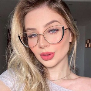 6 Colors Available Cat Eye Frame Design High Fashion Women Plain Glasses
