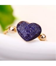 Black Peach Heart 18K Rose Gold Party Ring