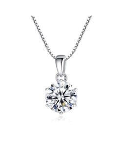 1 Carat Moissanite Inlaid Six Claws Pendant 925 Sterling Silver Women Necklace/ Wedding Necklace
