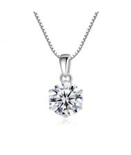 1 Carat Moissanite Inlaid Six Claws Pendant 925 Sterling Silver Women Necklace/ Wedding Necklace