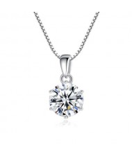 1 Carat Moissanite Inlaid Six Claws Pendant 925 Sterling Silver Women Necklace/ Wedding Necklace